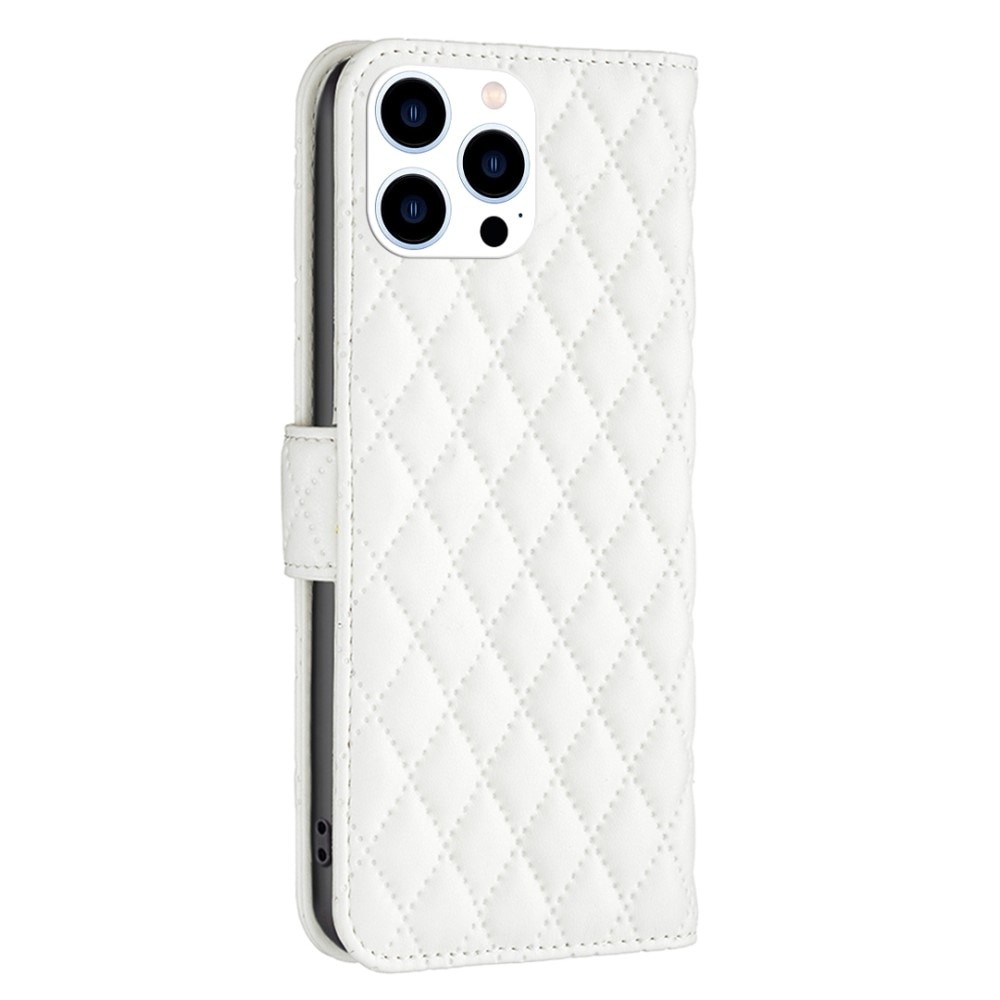 iPhone 14 Pro Portemonnaie-Hülle Quilted Weiß