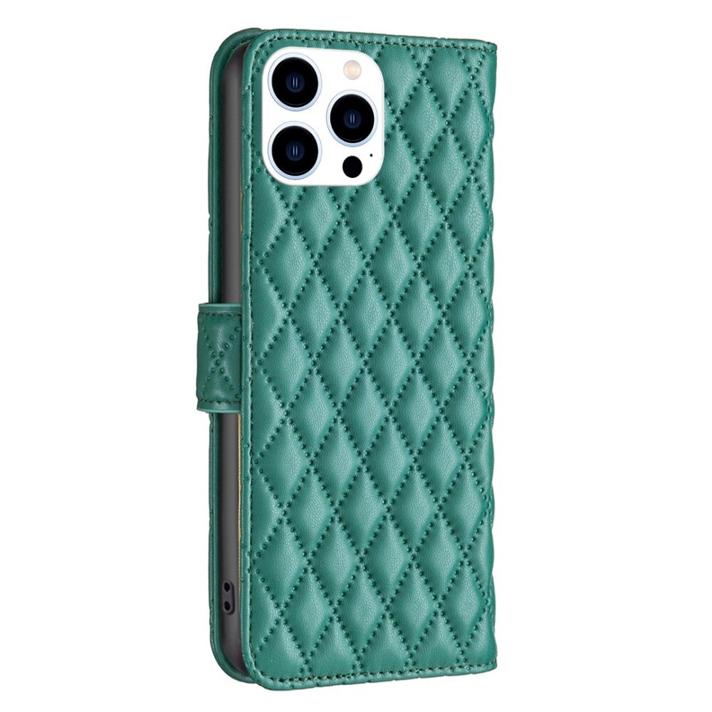 iPhone 14 Pro Portemonnaie-Hülle Quilted Grün