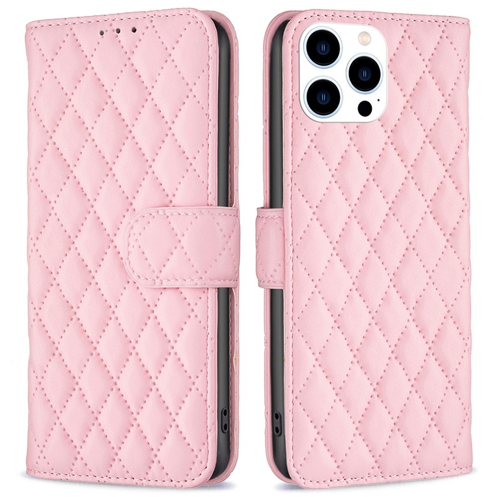iPhone 14 Pro Portemonnaie-Hülle Quilted Rosa