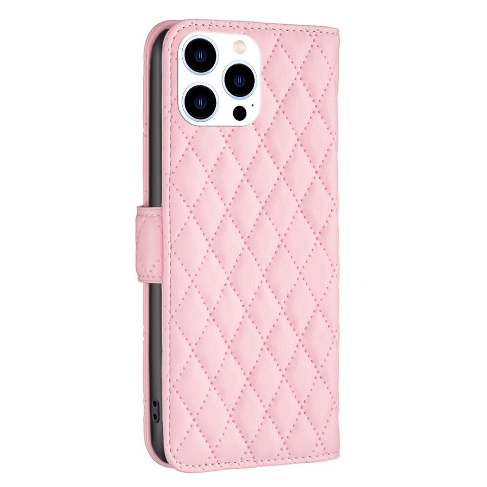 iPhone 14 Pro Portemonnaie-Hülle Quilted Rosa