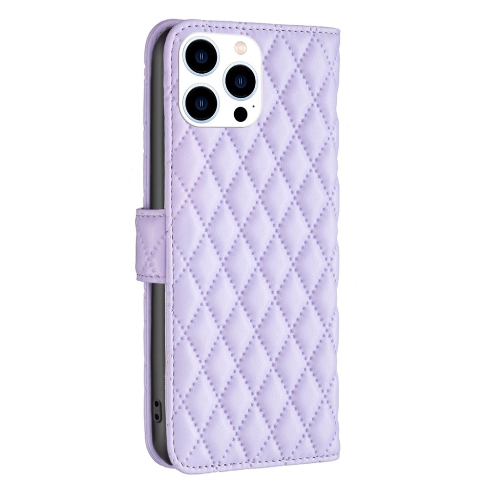 iPhone 14 Pro Portemonnaie-Hülle Quilted Lila