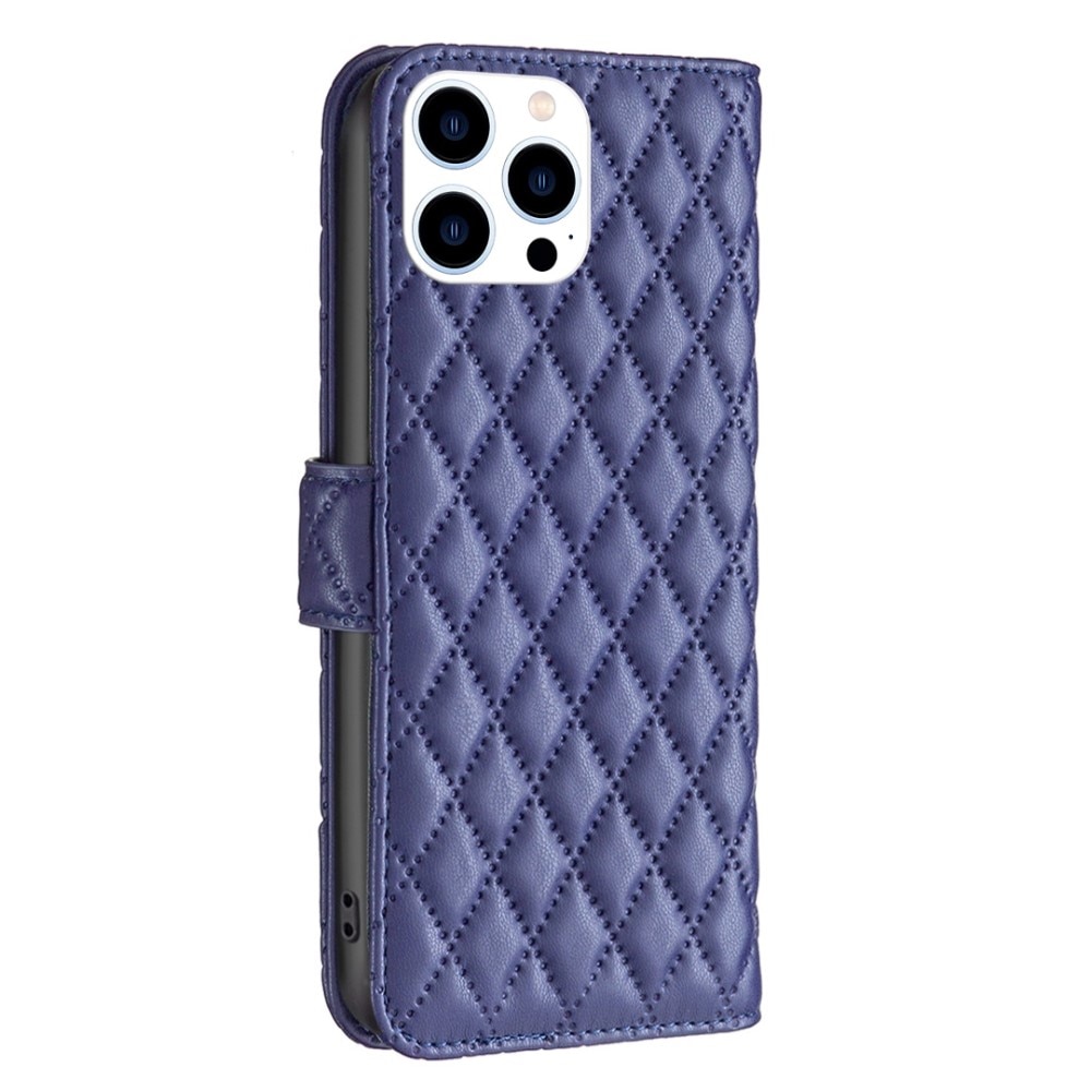 iPhone 14 Pro Portemonnaie-Hülle Quilted Blau