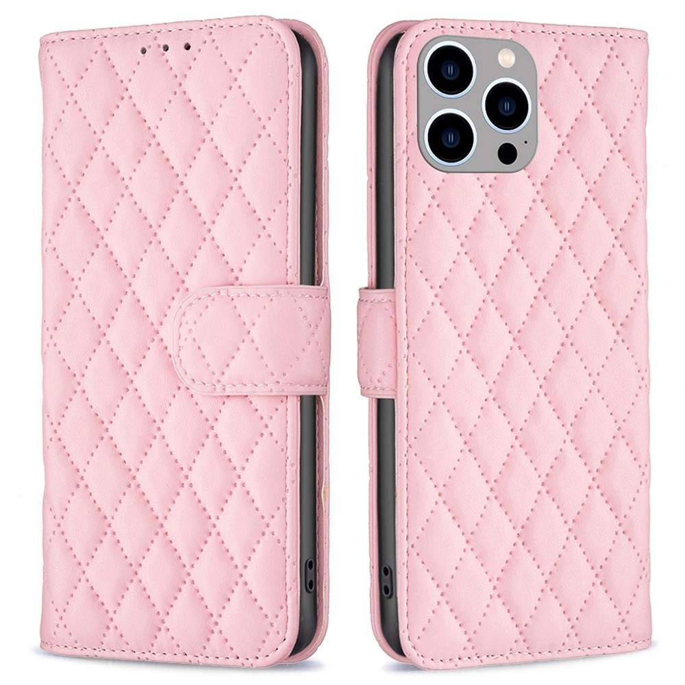 iPhone 14 Pro Max Portemonnaie-Hülle Quilted Rosa