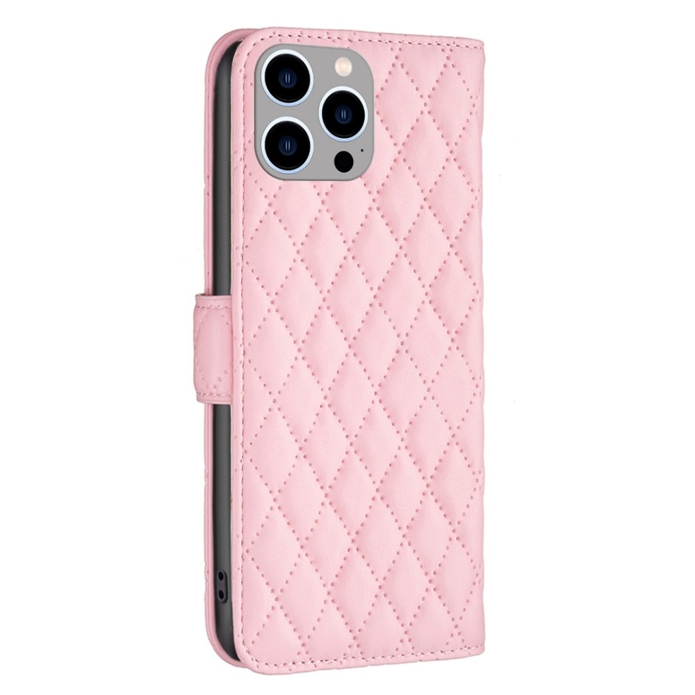 iPhone 14 Pro Max Portemonnaie-Hülle Quilted Rosa