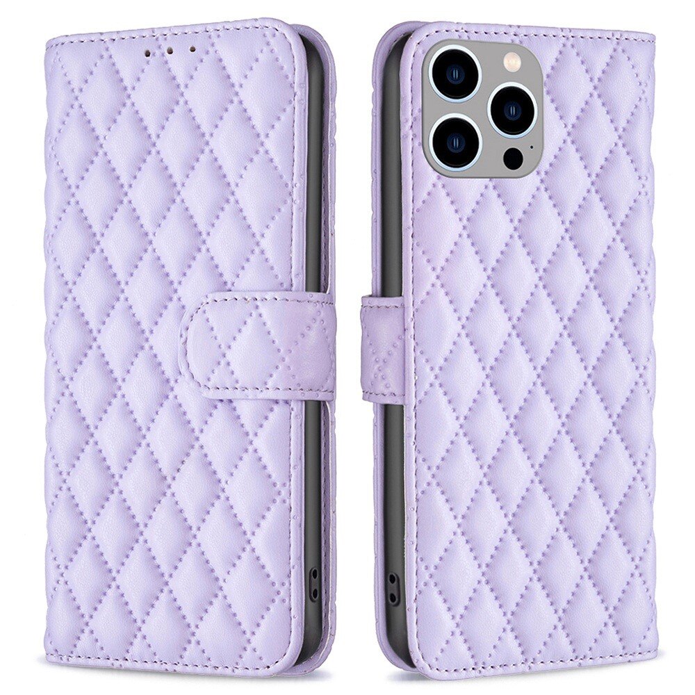 iPhone 14 Pro Max Portemonnaie-Hülle Quilted Lila