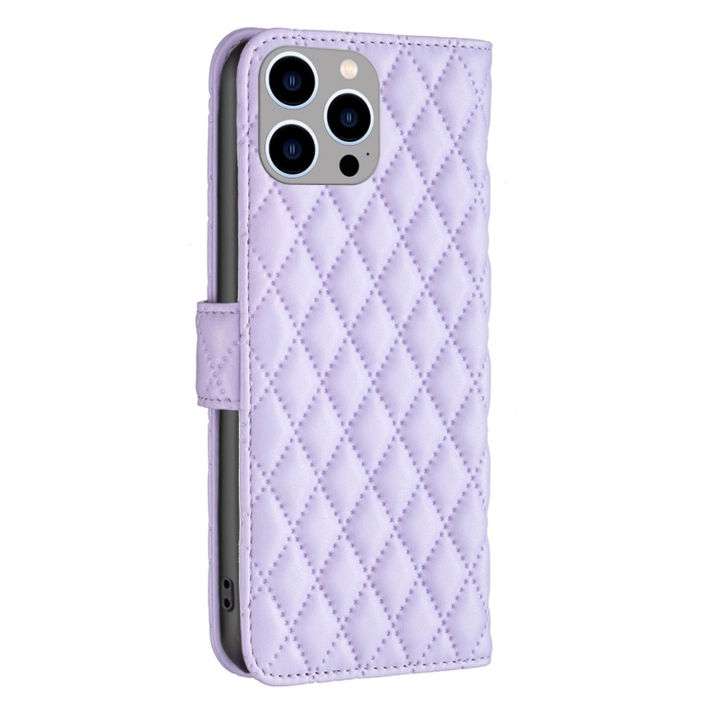 iPhone 14 Pro Max Portemonnaie-Hülle Quilted Lila