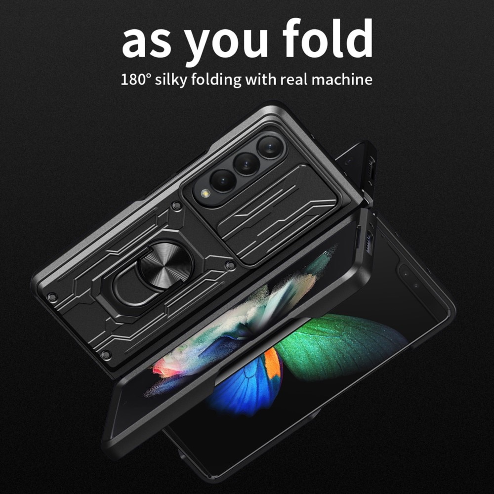 Samsung Galaxy Z Fold 4 Hybrid-Hülle Tech Ring+Kameraschutz Schwarz