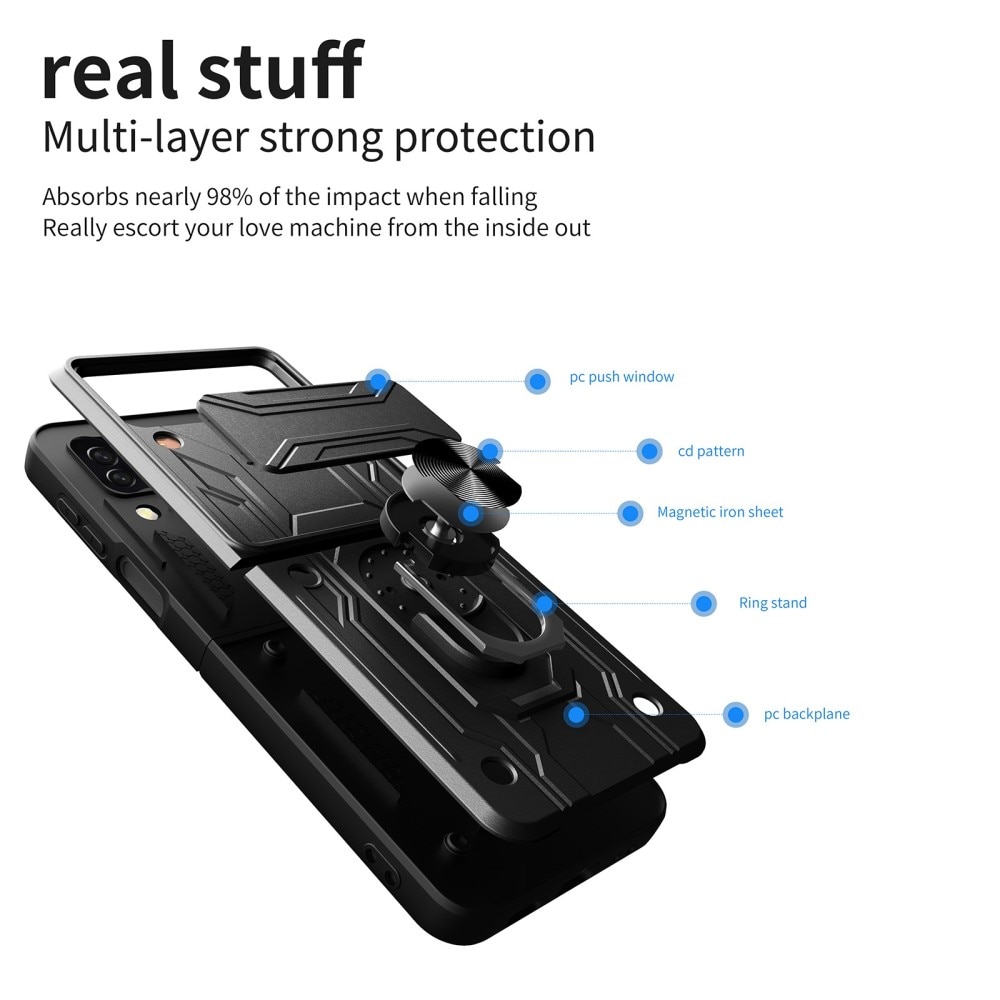 Samsung Galaxy Z Flip 4 Hybrid-Hülle Tech Ring+Kameraschutz Schwarz