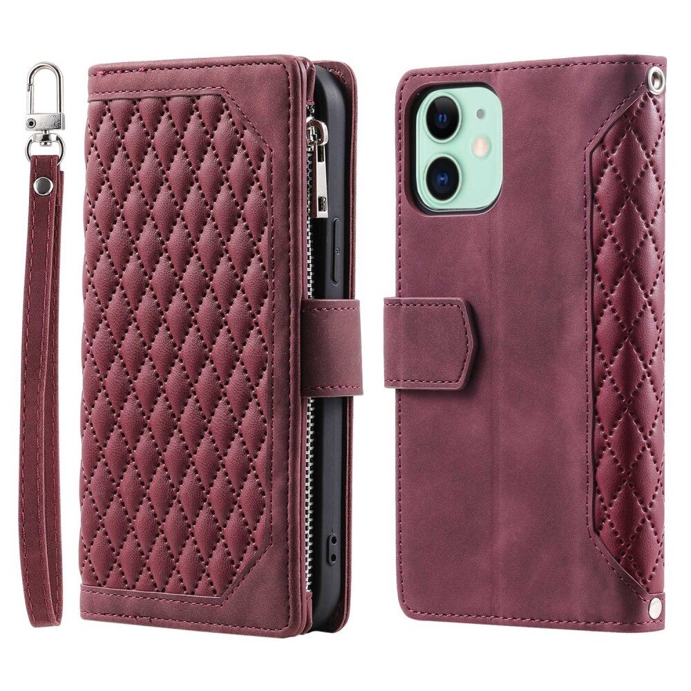 iPhone 11 Brieftasche Hülle Quilted Rot