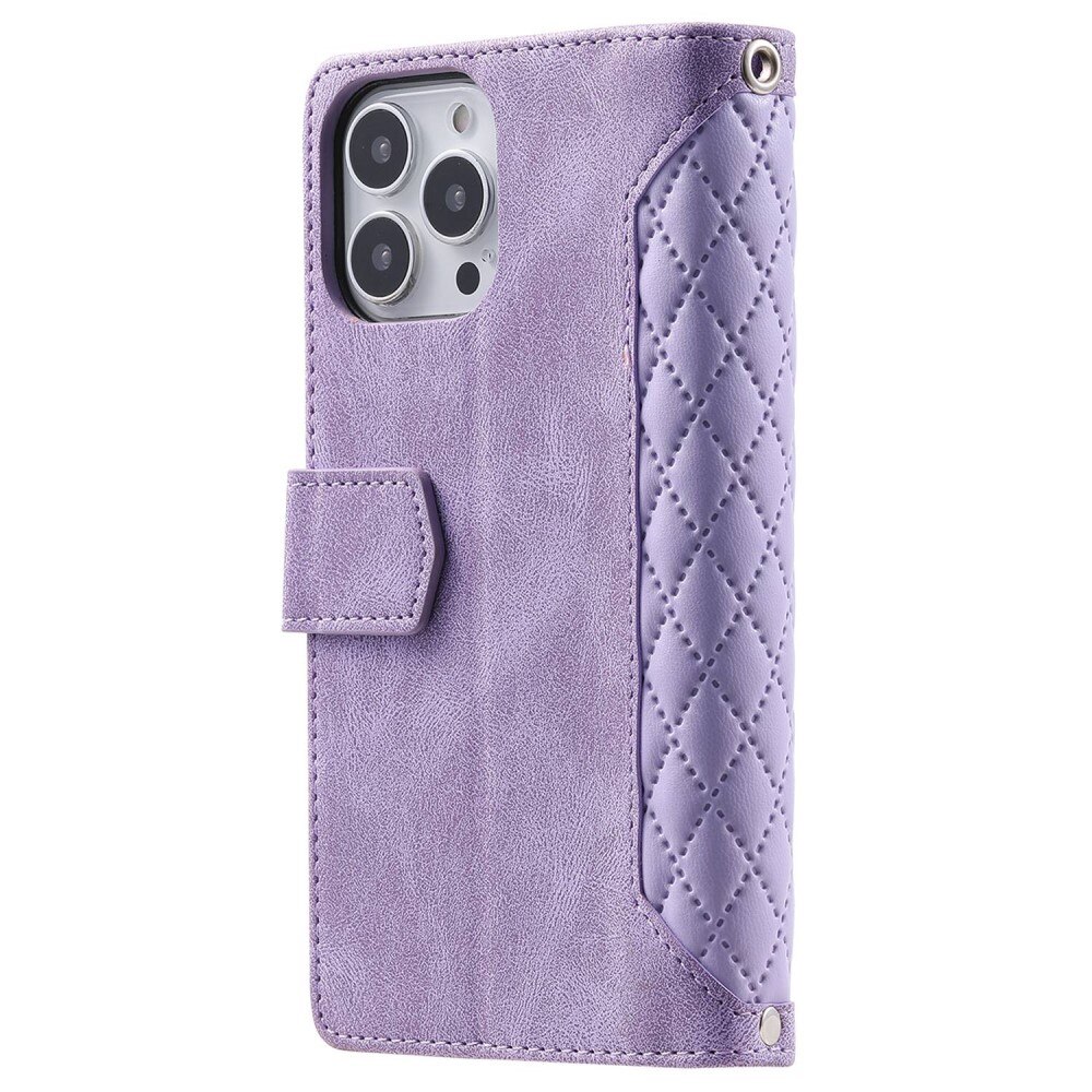 iPhone 13 Pro Brieftasche Hülle Quilted Lila