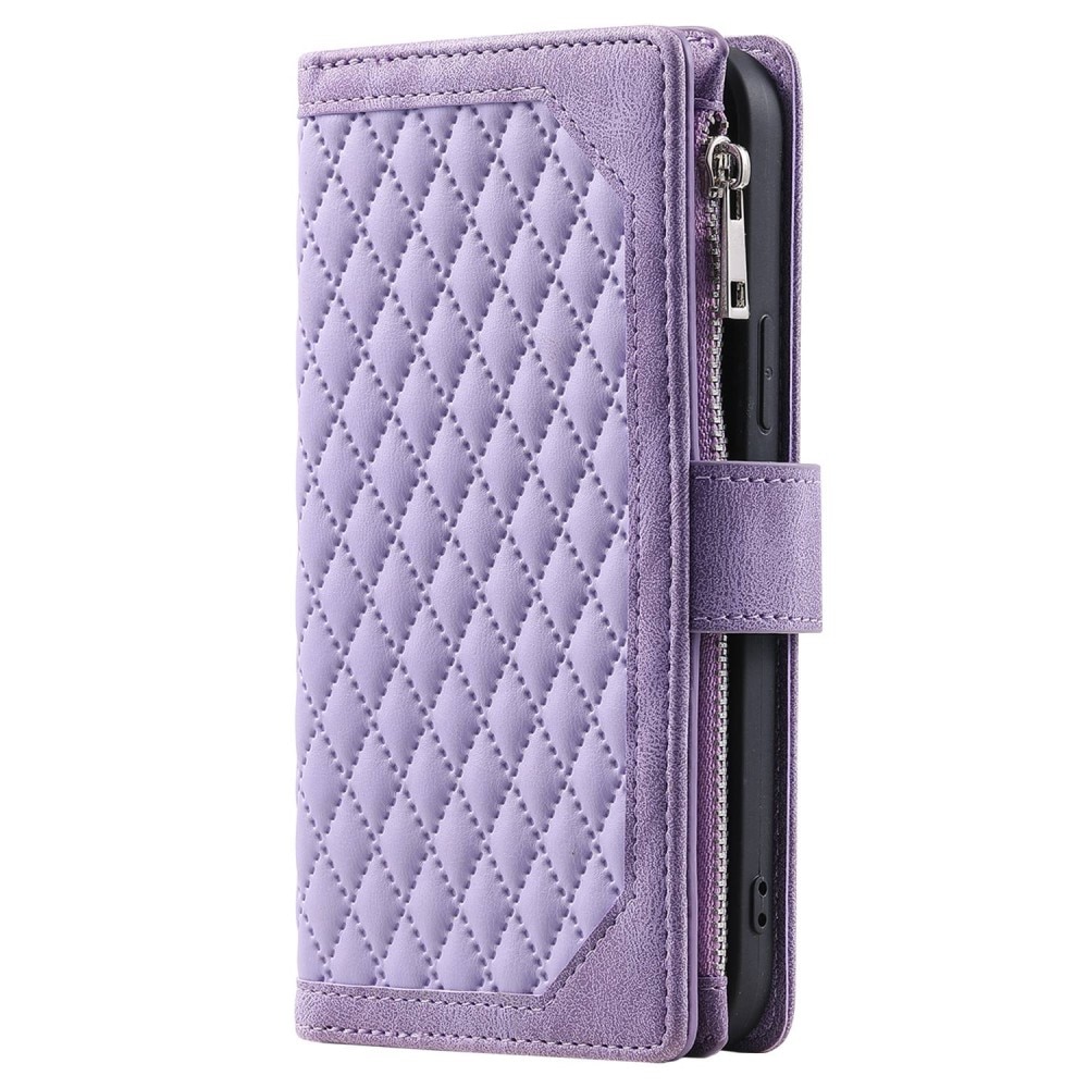 iPhone 13 Pro Brieftasche Hülle Quilted Lila