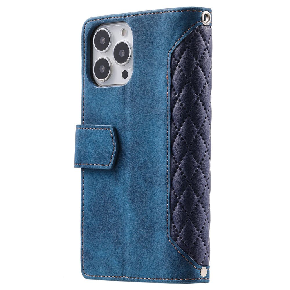 Apple iPhone 13 Pro Brieftasche Hülle Quilted Blau