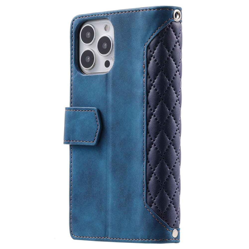 iPhone 13 Pro Brieftasche Hülle Quilted Blau