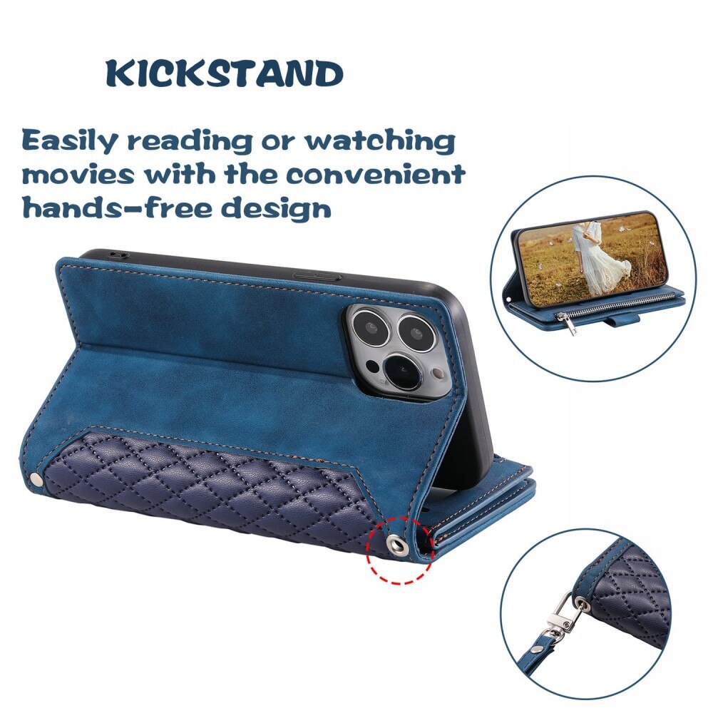 Apple iPhone 13 Pro Brieftasche Hülle Quilted Blau
