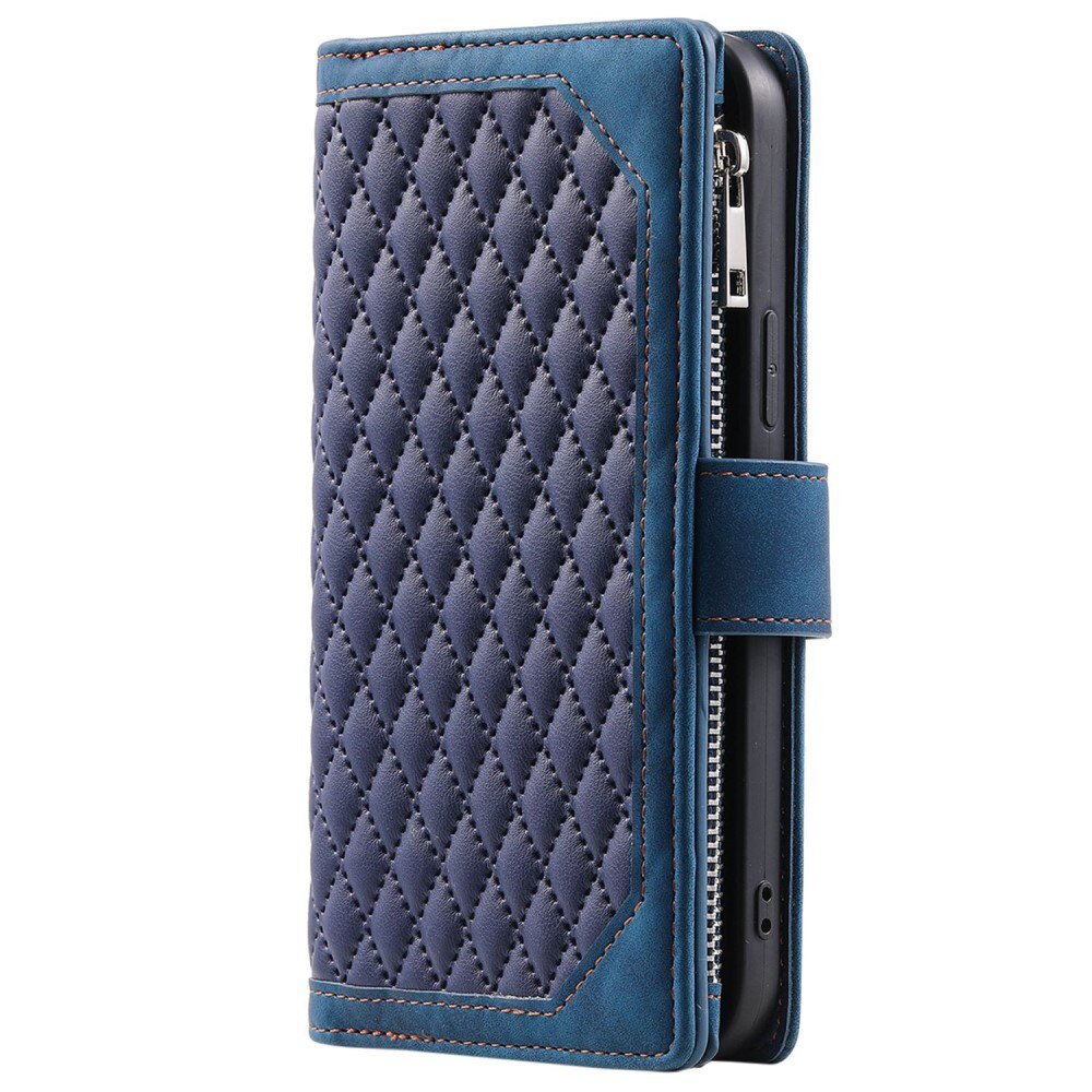 Apple iPhone 13 Pro Brieftasche Hülle Quilted Blau