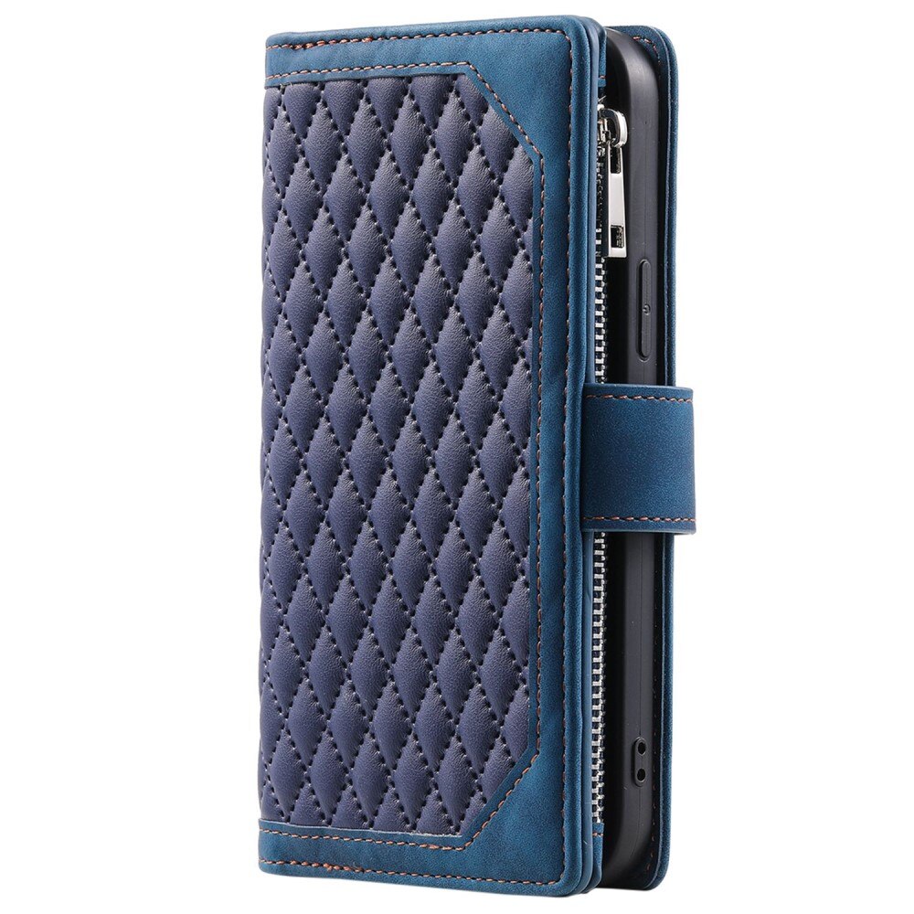 iPhone 13 Pro Brieftasche Hülle Quilted Blau