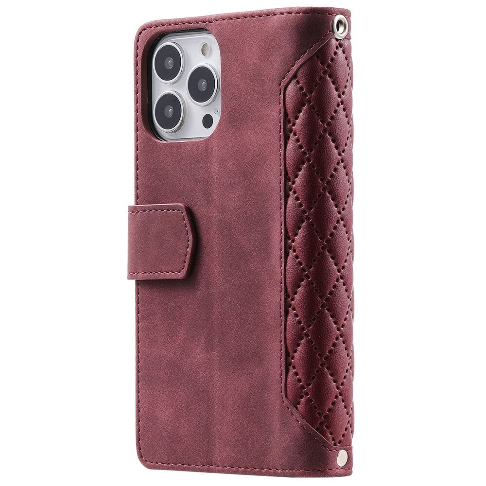 iPhone 13 Pro Brieftasche Hülle Quilted Rot