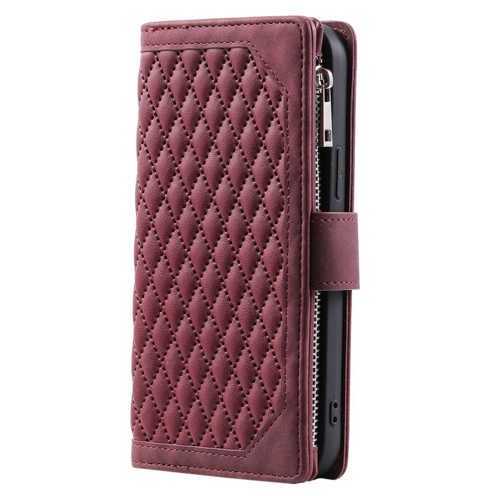 iPhone 13 Pro Brieftasche Hülle Quilted Rot