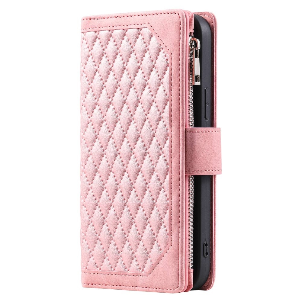 iPhone 13 Pro Brieftasche Hülle Quilted Rosa