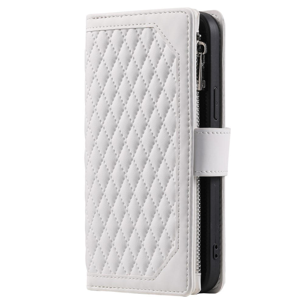 iPhone 13 Pro Brieftasche Hülle Quilted Weiß