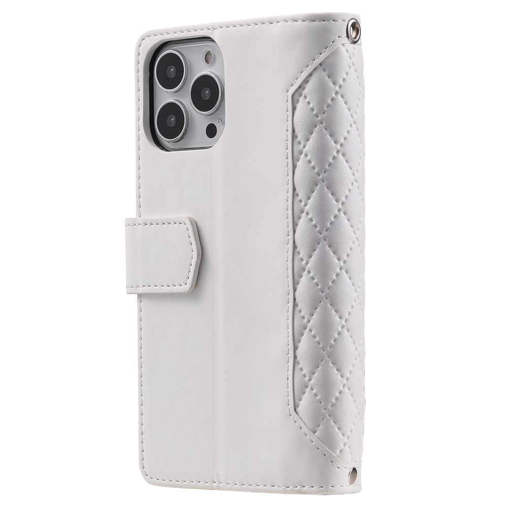 iPhone 13 Pro Brieftasche Hülle Quilted Weiß