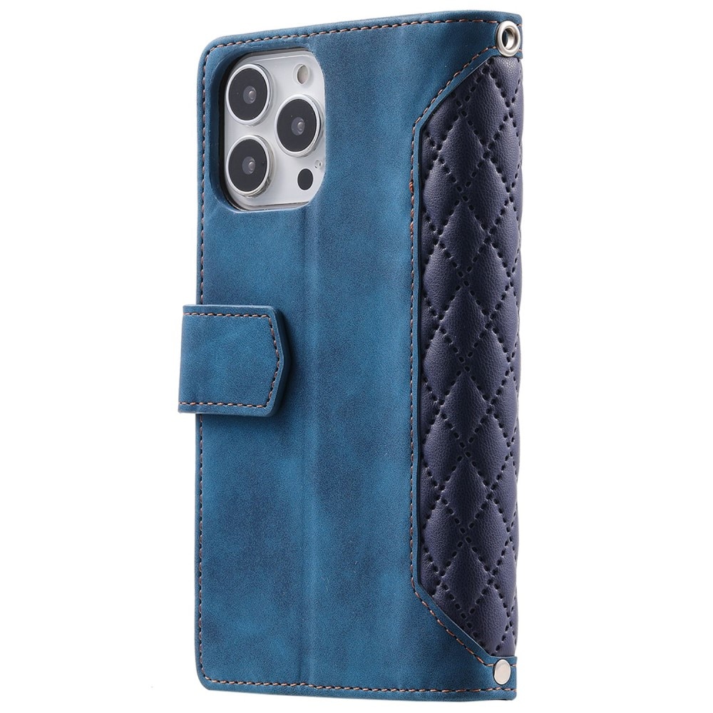 iPhone 14 Pro Max Brieftasche Hülle Quilted Blau