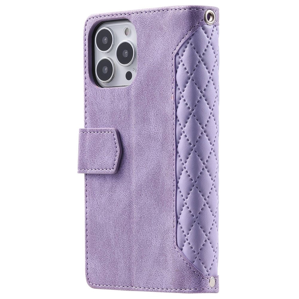 iPhone 14 Pro Max Brieftasche Hülle Quilted Lila