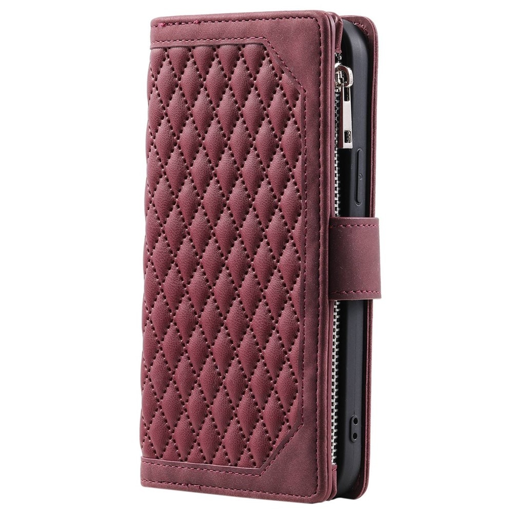iPhone 14 Pro Max Brieftasche Hülle Quilted Rot