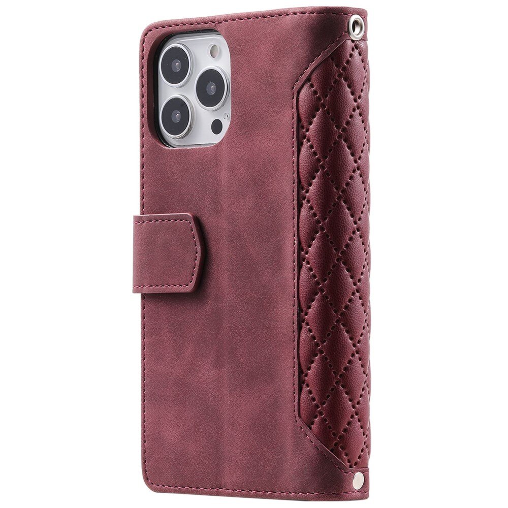 iPhone 14 Pro Max Brieftasche Hülle Quilted Rot