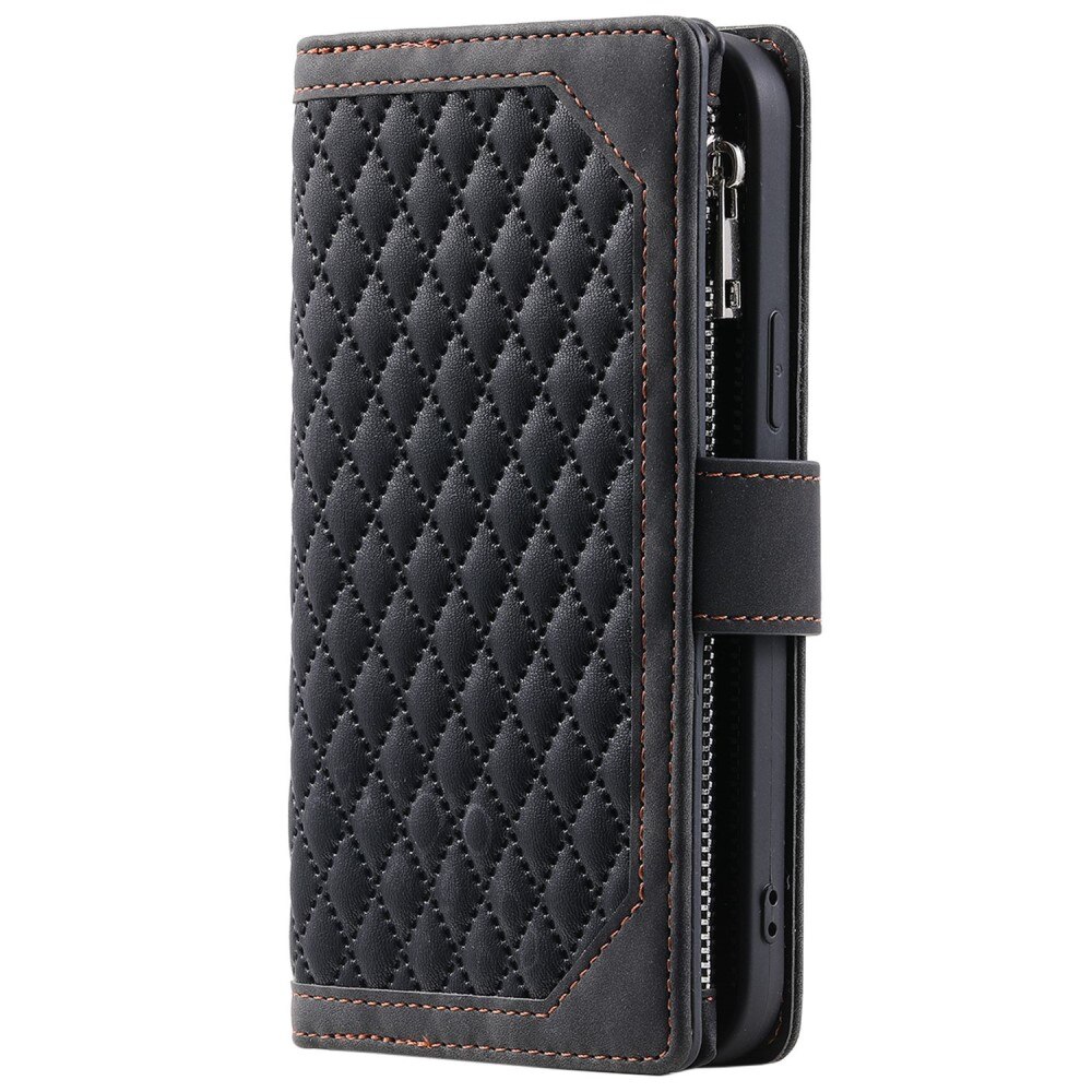 iPhone 14 Pro Max Brieftasche Hülle Quilted Schwarz