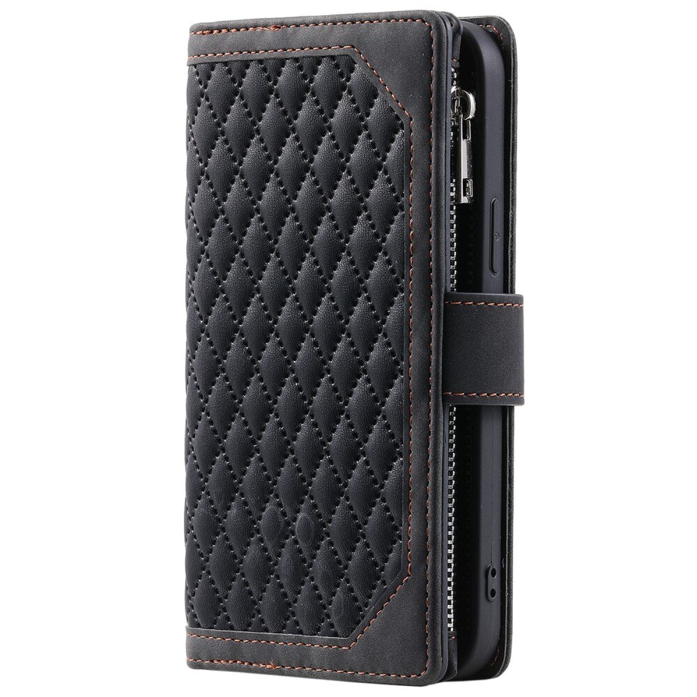 iPhone 14 Pro Max Brieftasche Hülle Quilted Schwarz