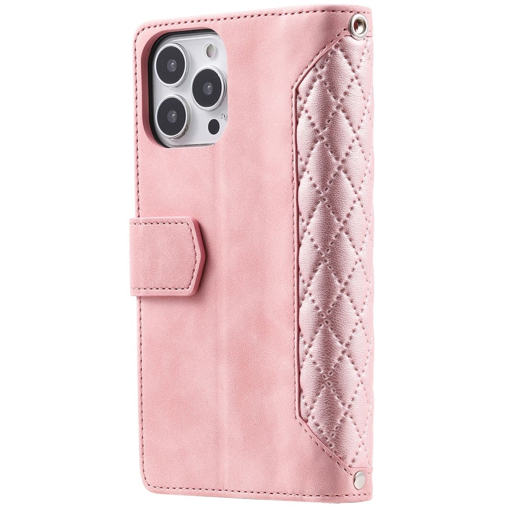 iPhone 14 Pro Max Brieftasche Hülle Quilted Rosa