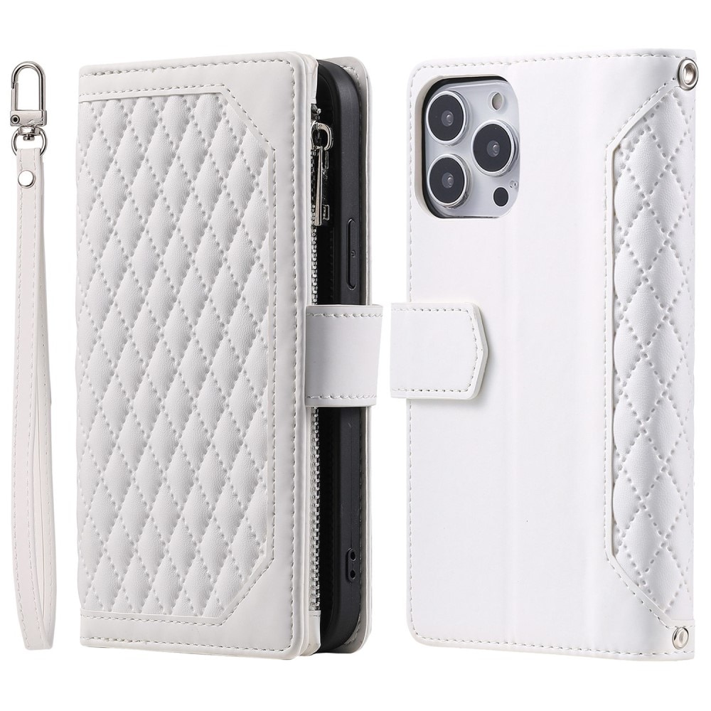 iPhone 14 Pro Max Brieftasche Hülle Quilted Weiß