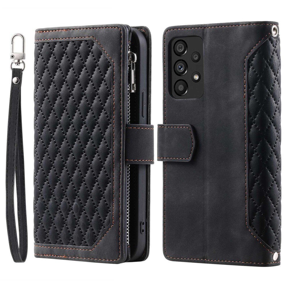 Samsung Galaxy A53 Brieftasche Hülle Quilted Schwarz