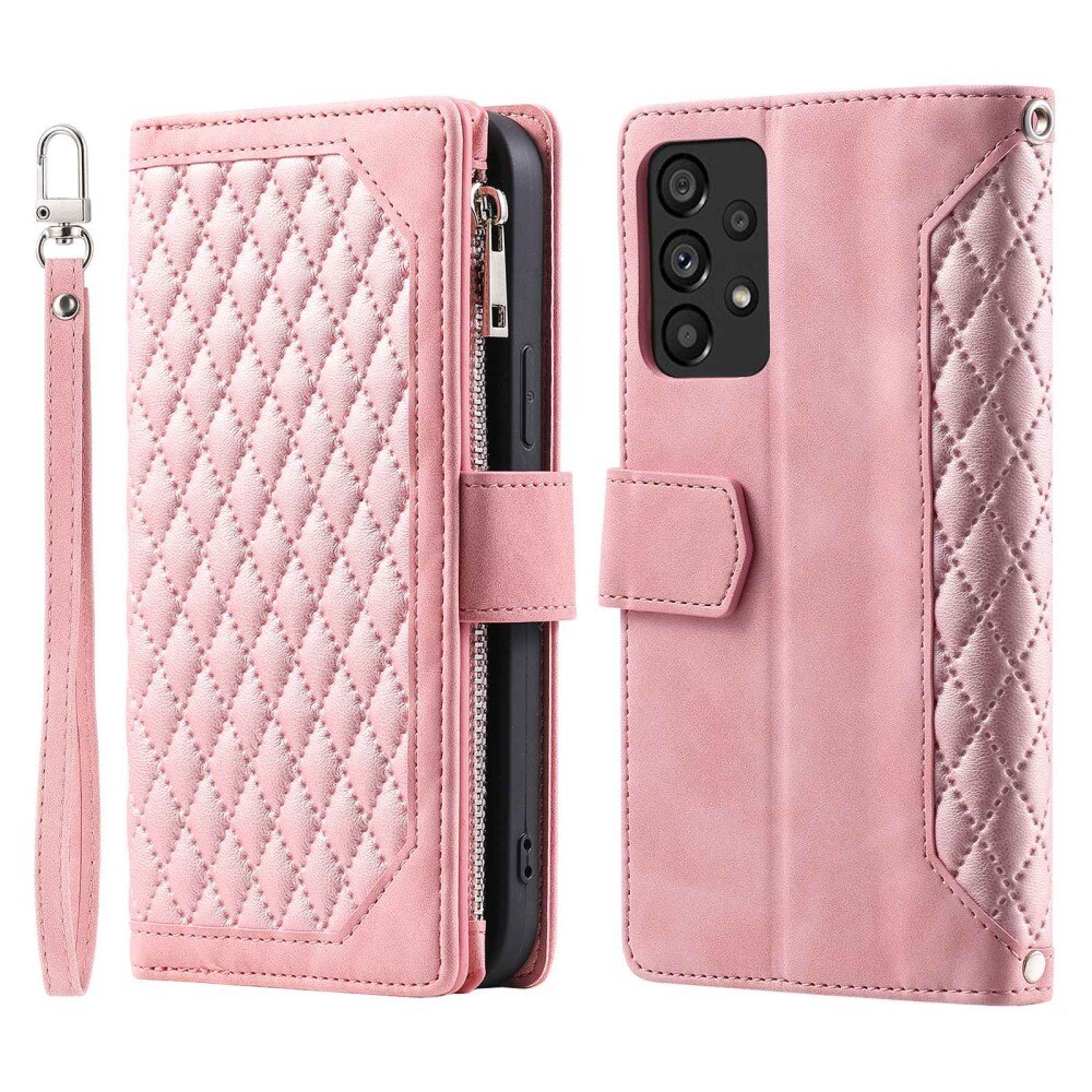 Samsung Galaxy A53 Brieftasche Hülle Quilted Rosa