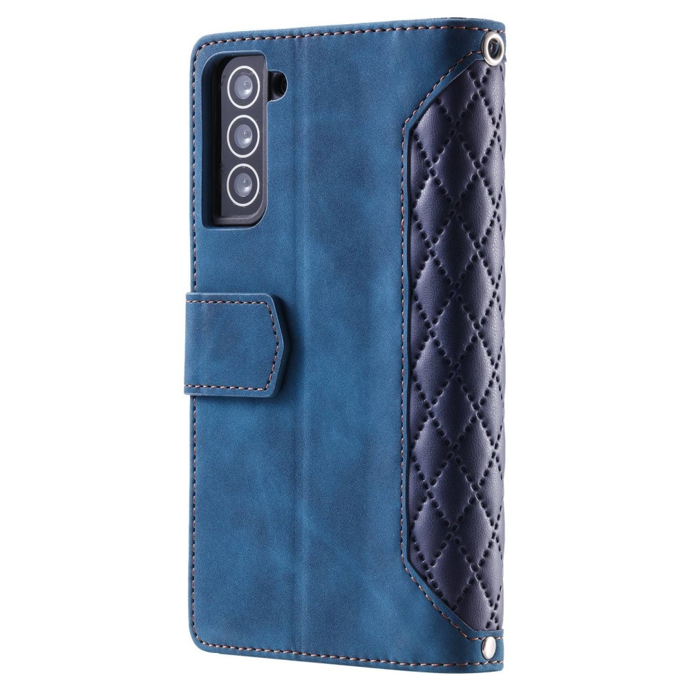 Samsung Galaxy S22 Brieftasche Hülle Quilted Blau