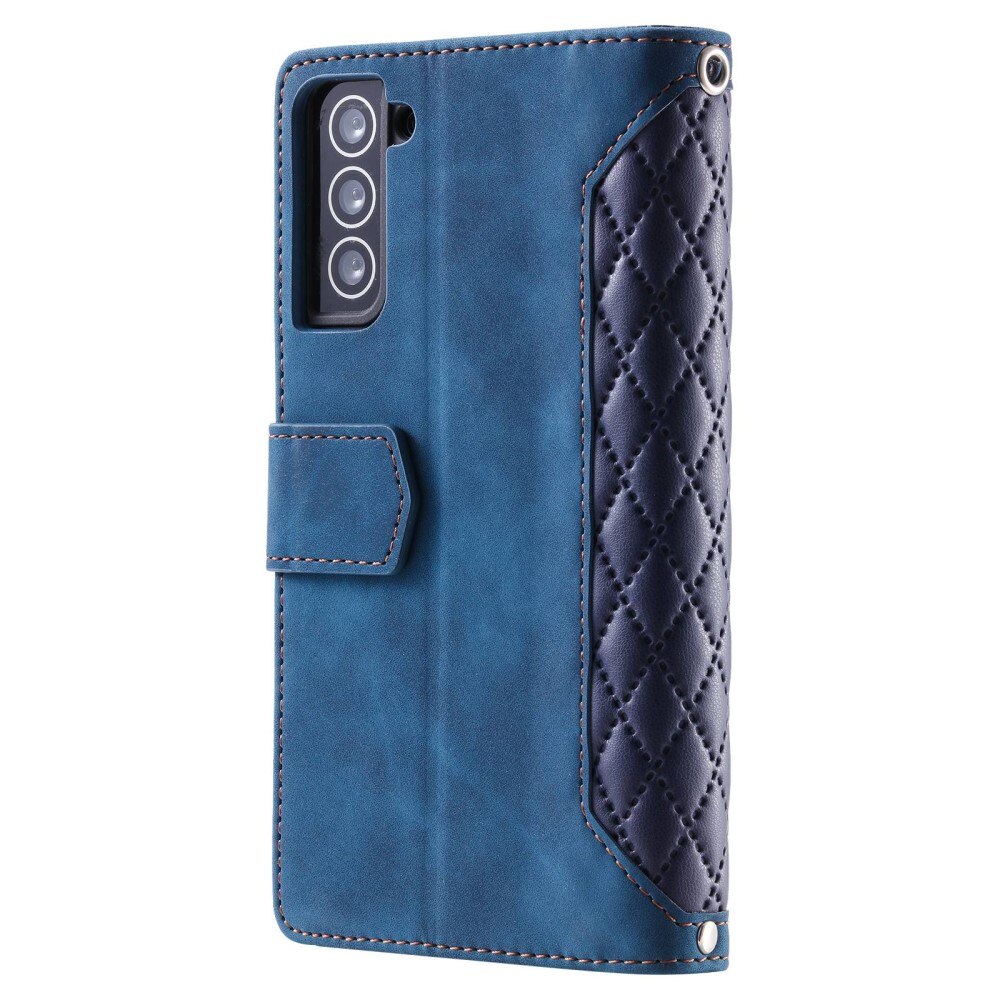 Samsung Galaxy S22 Brieftasche Hülle Quilted Blau