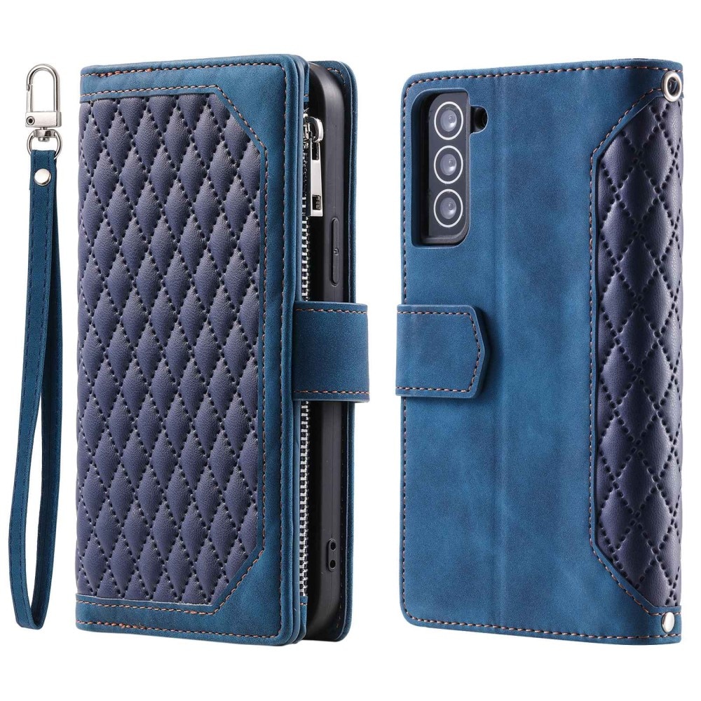 Samsung Galaxy S22 Brieftasche Hülle Quilted Blau