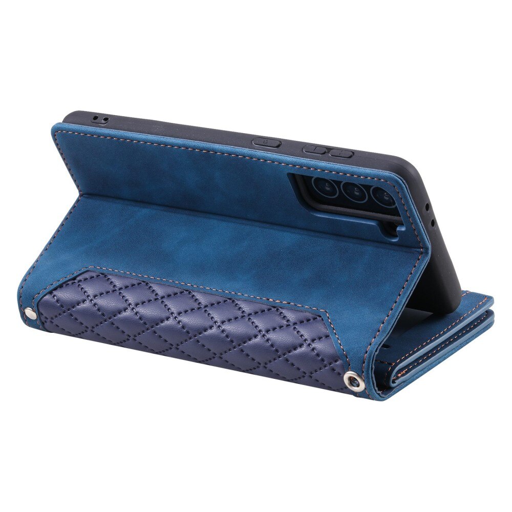 Samsung Galaxy S22 Brieftasche Hülle Quilted Blau