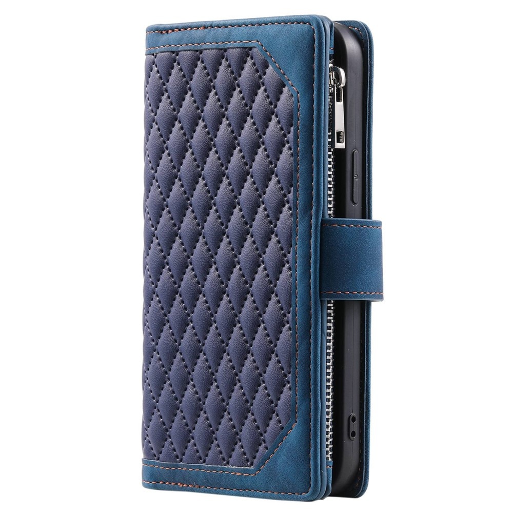 Samsung Galaxy S22 Brieftasche Hülle Quilted Blau