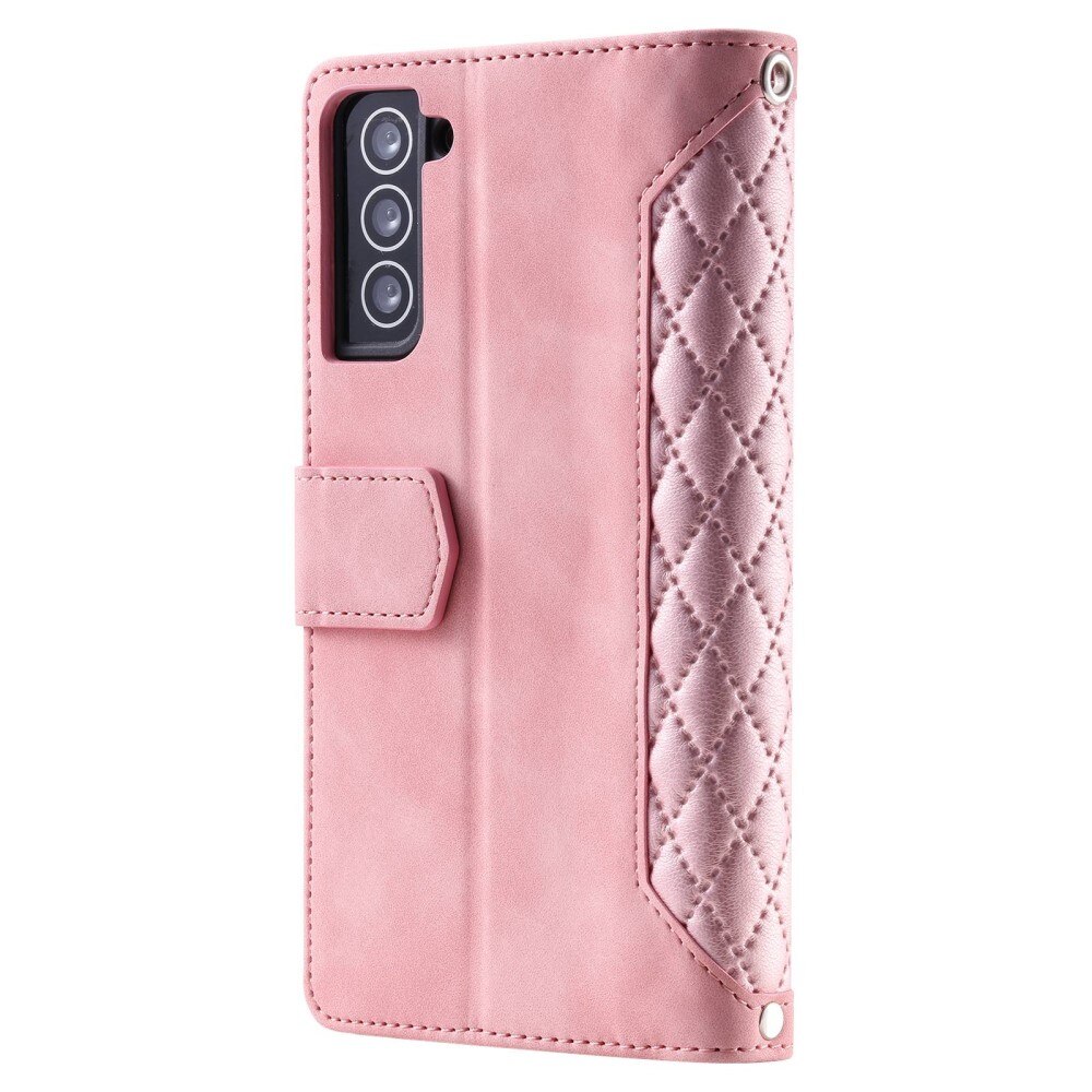 Samsung Galaxy S22 Brieftasche Hülle Quilted Rosa