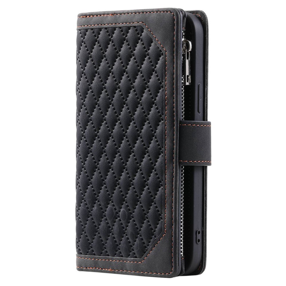 Samsung Galaxy S22 Ultra Brieftasche Hülle Quilted Schwarz