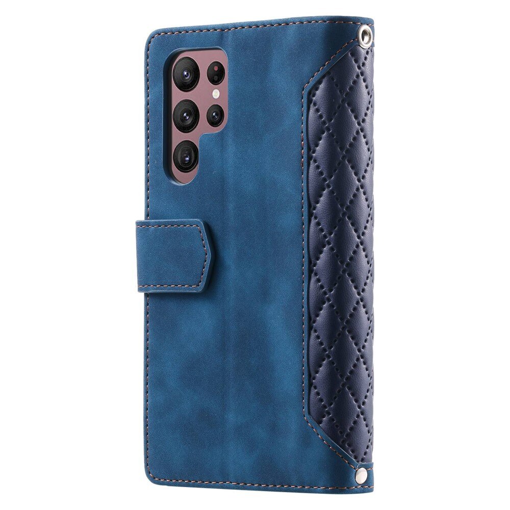 Samsung Galaxy S22 Ultra Brieftasche Hülle Quilted Blau