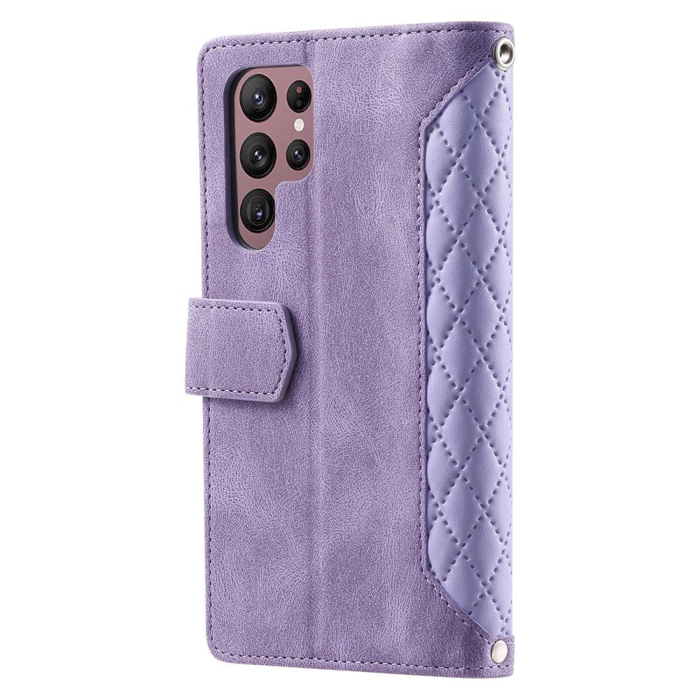 Samsung Galaxy S22 Ultra Brieftasche Hülle Quilted Lila