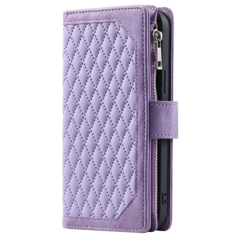 Samsung Galaxy S22 Ultra Brieftasche Hülle Quilted Lila