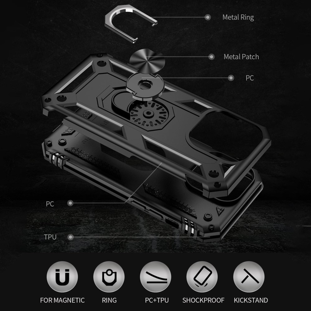iPhone 14 Pro Max Hybrid-Hülle Tech Ring Schwarz