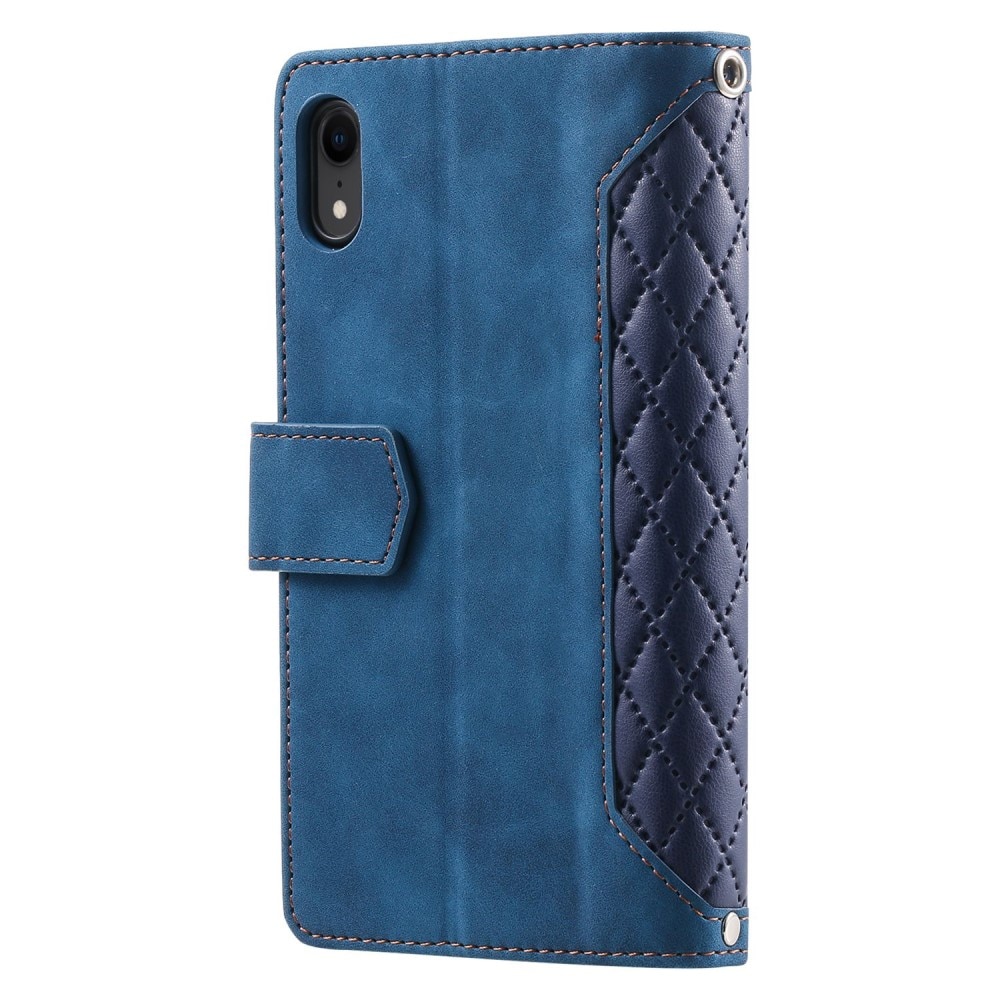 iPhone XR Brieftasche Hülle Quilted Blau