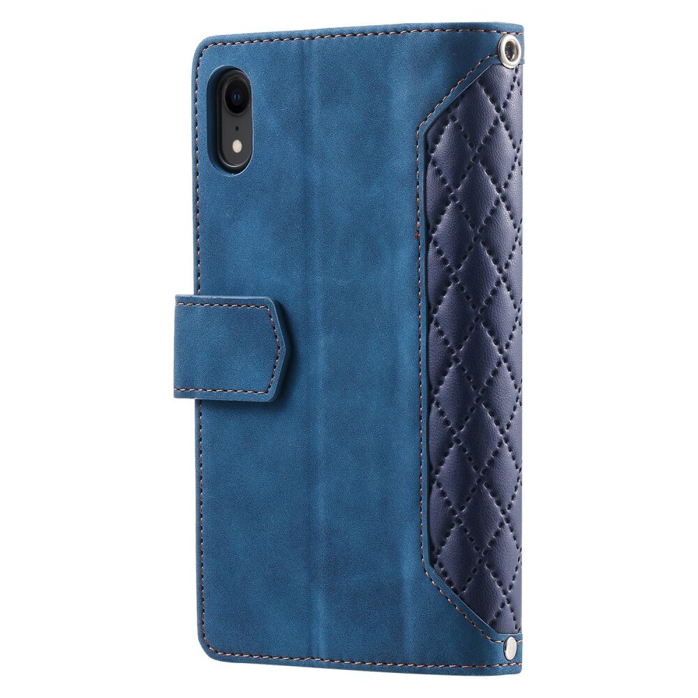 iPhone Xr Brieftasche Hülle Quilted Blau