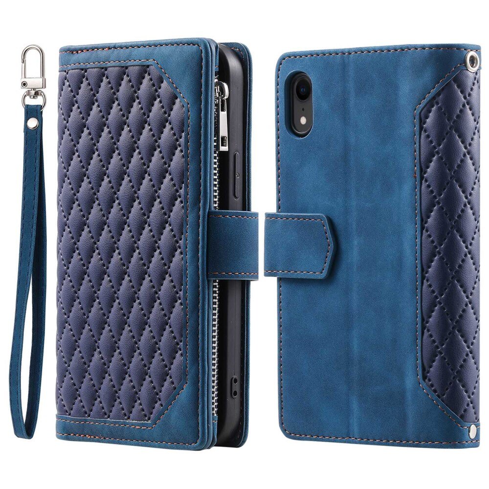 iPhone XR Brieftasche Hülle Quilted Blau