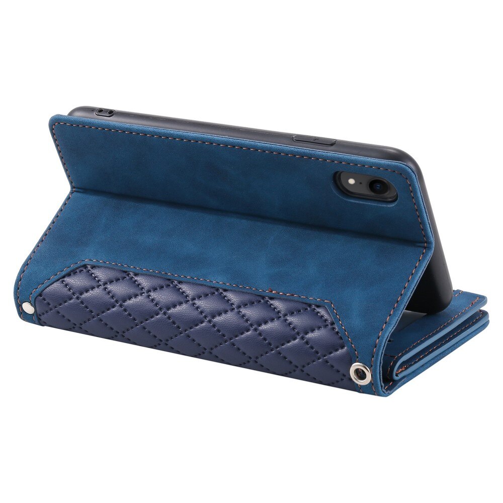 iPhone Xr Brieftasche Hülle Quilted Blau